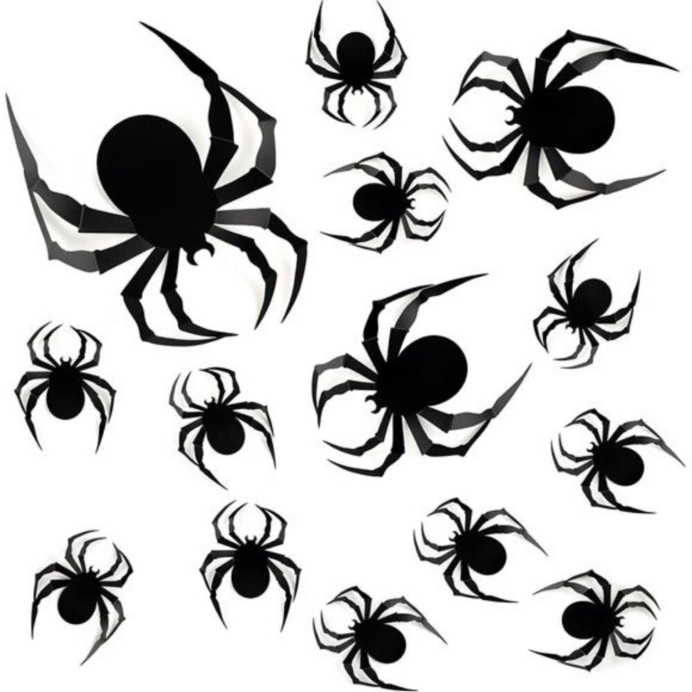 60 PCS Halloween 3D Spiders Decoration, Scary Realistic Black Spider